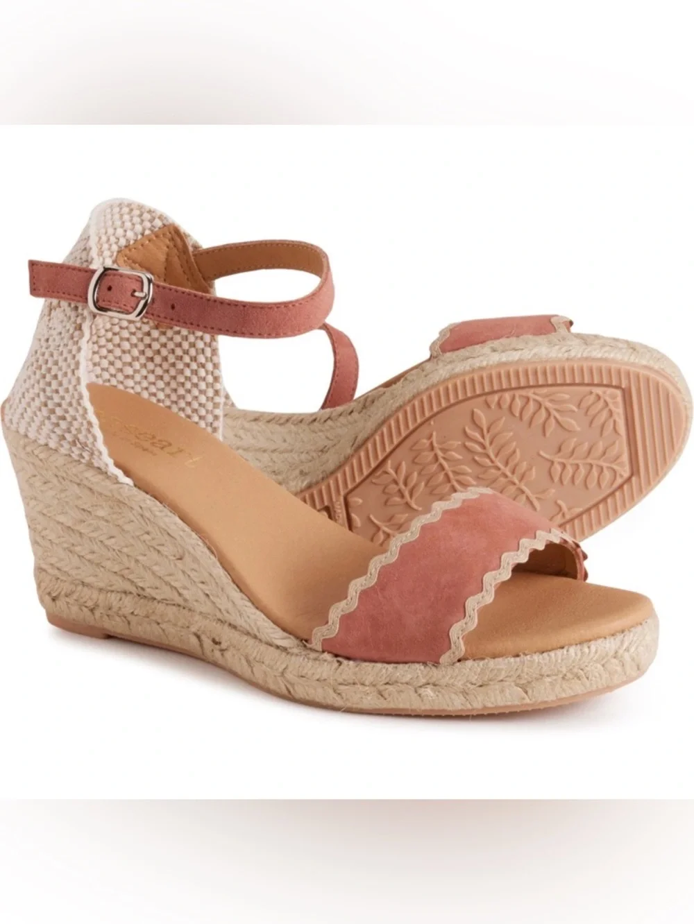 Paseart size 40 cinnamon suede open toe espadrille 3” wedge heel, EUC, Spain US9
